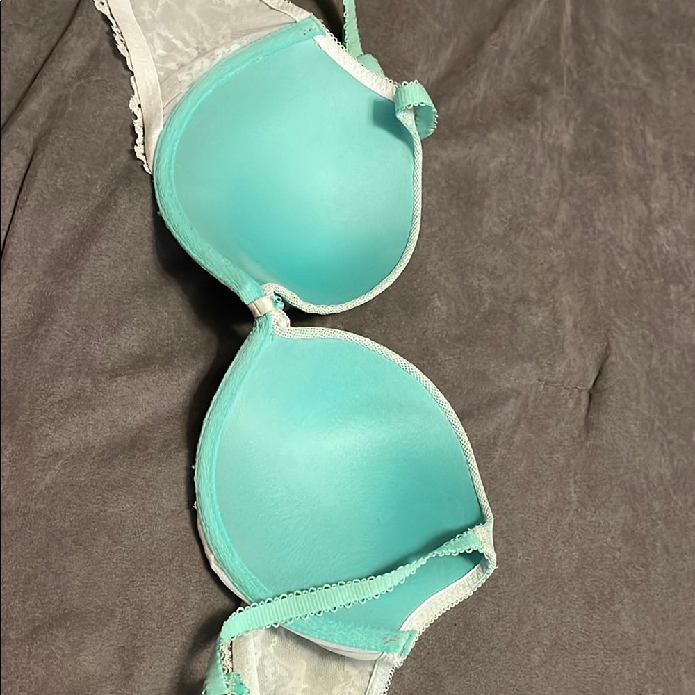 Elegant Lace Trimmed Bra in Mint and White - Picture 4 of 4